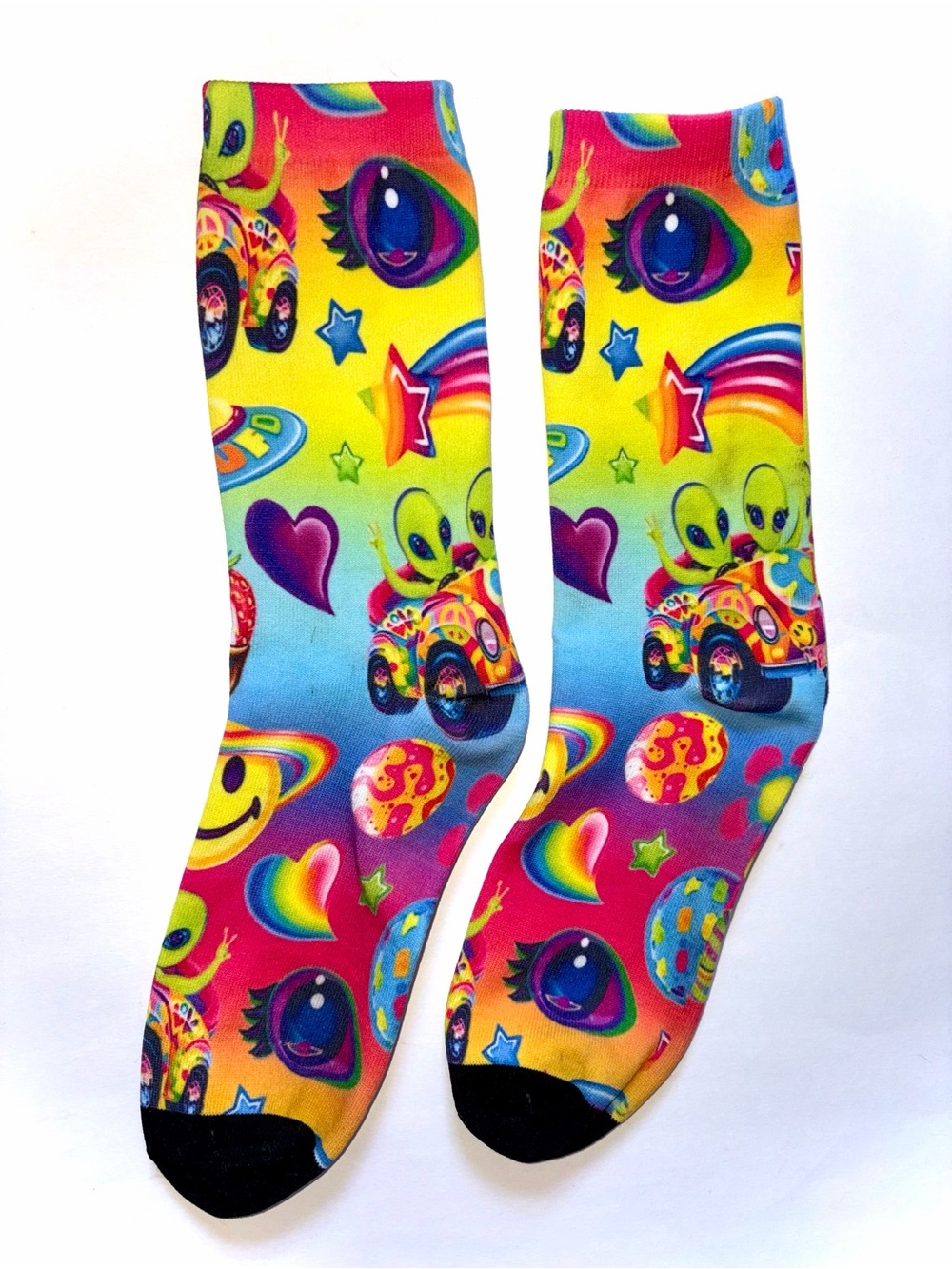 Lisa Frank Inspired CREW Socks Size 9-13 GENTLY USED